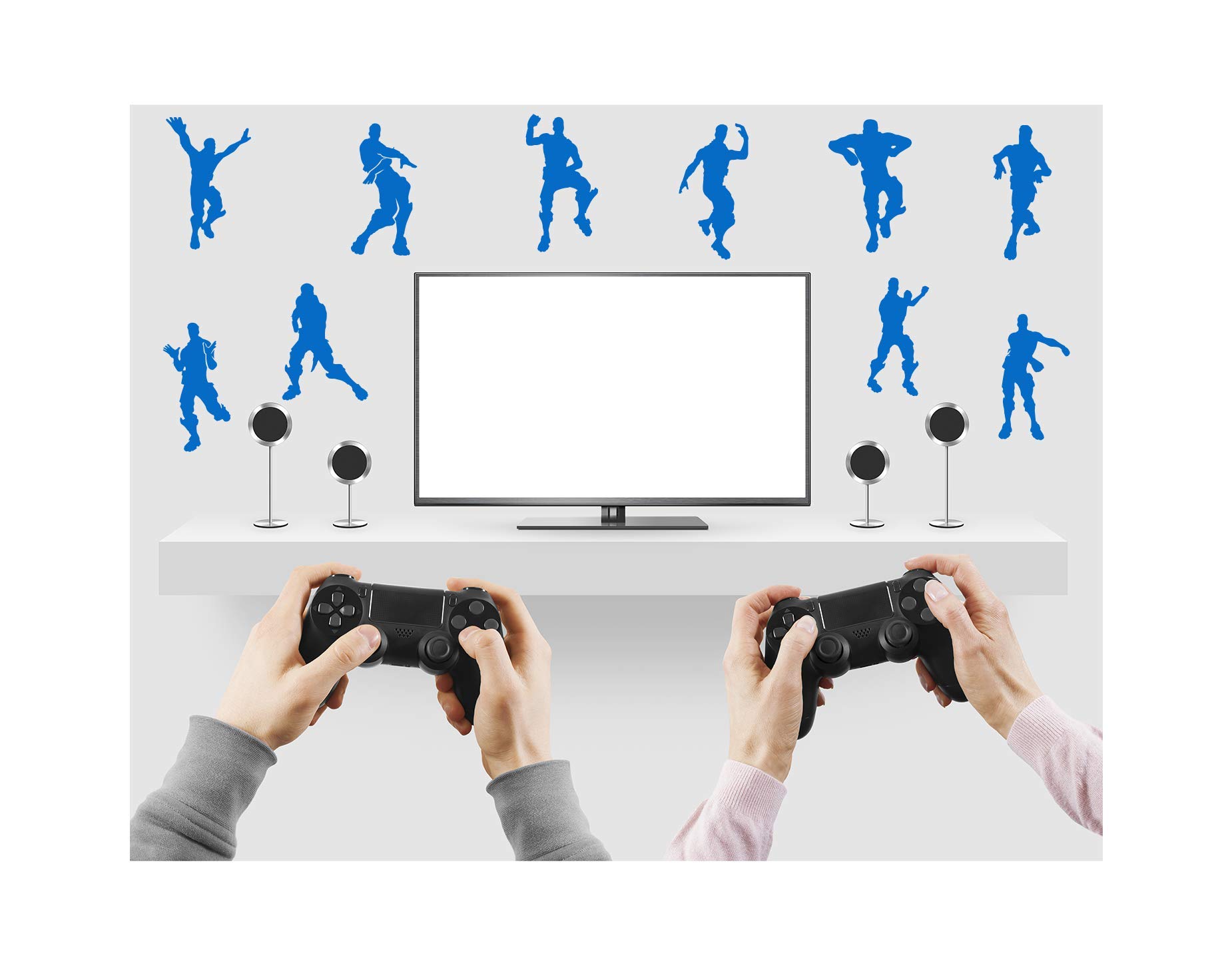 StickerDeen | Floss Dancer Gaming Style Decoration Removable Wall Art Vinyl Decal Stickers | (Pack of 10) (Blue)