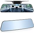 JOYTUTUS Rearview Mirror, 12 Inch Panoramic Anti-Glare Rear View Mirror, Interior Clip-on Wide Angle Convex Rear View Mirror Effectively to Reduce Blind Spot, Universal Car SUV Trucks (Blue)