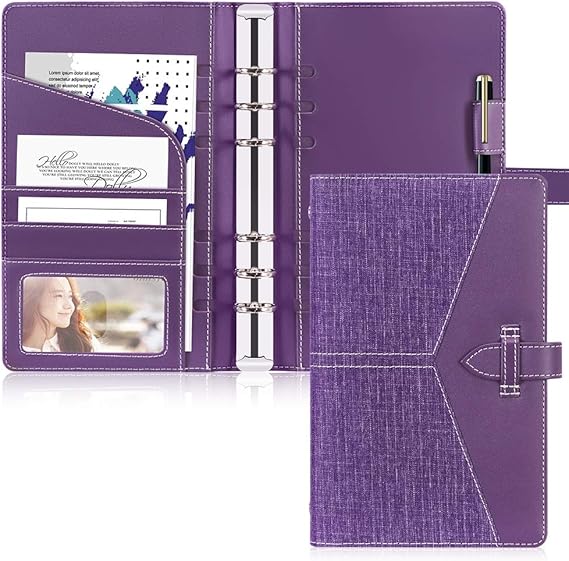 Toplive Leather A6 Binder,6 Round Ring Binder Planner Notebook Cover