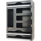 Incredinest Bamboo Drawer Organizer Bag Holder – Modular Design Zip Lock Bag Organizer Plastic Wrap Dispenser with Cutter – Baggie Organizer for Drawer with Single and Double Wrap Dispenser