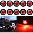 GIVEDOUA 10PCS 3/4" Round Red LED Side Marker Lights,12V Waterproof 3SMD LED Clearance Light, Front Rear Indicator, Grommet M