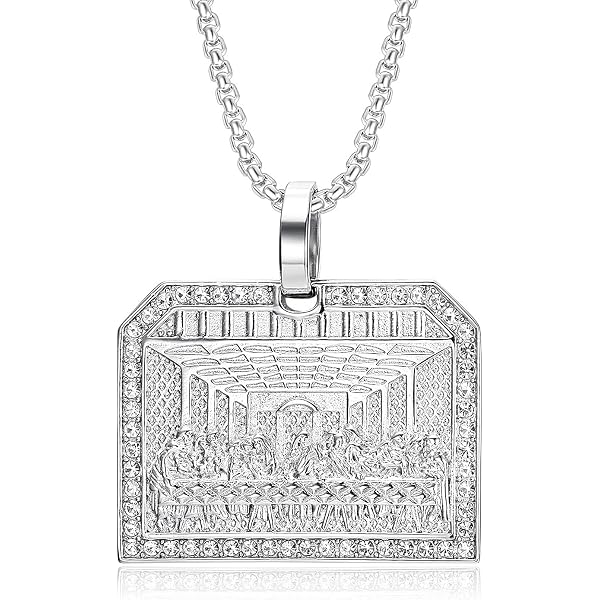 Bling Cartel Huge Last Supper Octagonal Pendant - Gold Plated & Silver Tone Iced CZ