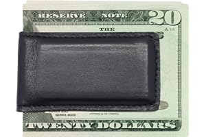 Real Leather Creations Magnetic Money Clip for Men Genuine Leather Money Clip for Men with 2 Strong Shielded Magnets | Minimalist, Slim Money Clip Holds 10 to 12 Bills