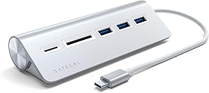 Satechi Type-C Aluminum USB Hub & Micro/SD Card Reader - Compatible with 2020 MacBook Pro, 2020 MacBook Air, 2020 iPad Pro, 2019 iMac/iMac Pro (Silver)