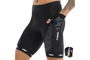 X-TIGER Men's Cycling Shorts with Back Pocket,5D Gel Padded Bike Shorts for Men,Mountain Road Biking Riding Half Pants Tights