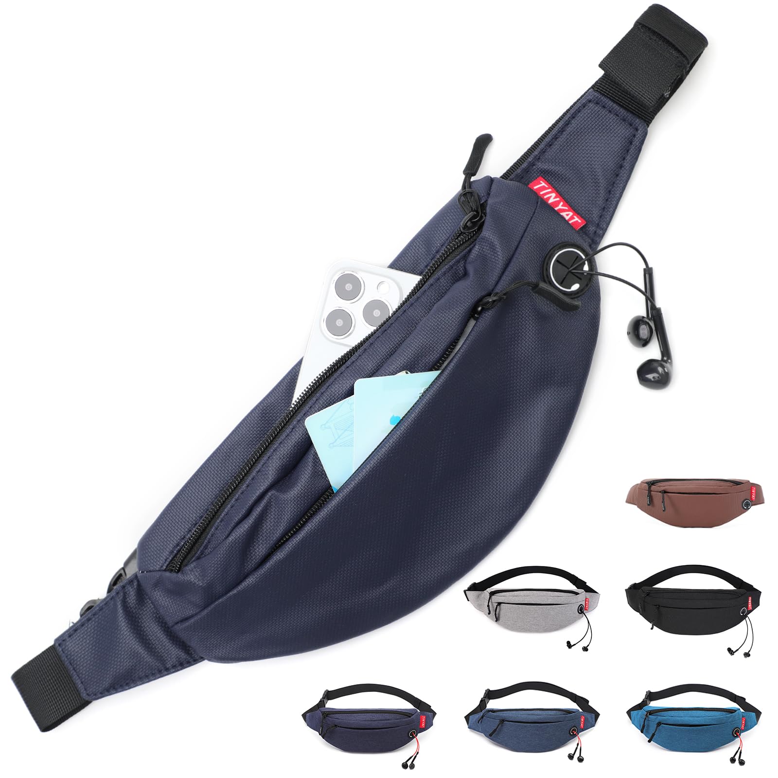 TINYAT Women Bum Bag Fanny Pack PU Waterproof Belt Bag Sling Waist Pack for Men Sport Running Hiking Walking Dog Travel Super Lightweight