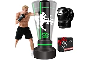 JUOIFIP Freestanding Punching Bag with Gloves, 70'' Heavy Boxing Bag with Stand for Adult Teens, Standing Women Men Inflatable Kickboxing Bags for Beginners Training MMA Muay Thai Fitness