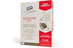 FlockLeader Recover 911, Severe Stress Probiotic Water Supplement for Chickens with Electrolytes, Prebiotics & Oregano, Molting, Extreme Weather, and Predator Attack Support, 8 oz