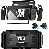for Nintendo Switch 2 Case 2025 [Built-in Screen & Lag-Free Touch] [Magnetic Joy Con Controllers Friendly],360°Shockproof Design Cover Accessories for Nintendo Switch 2 & 2 X Thumb Grip