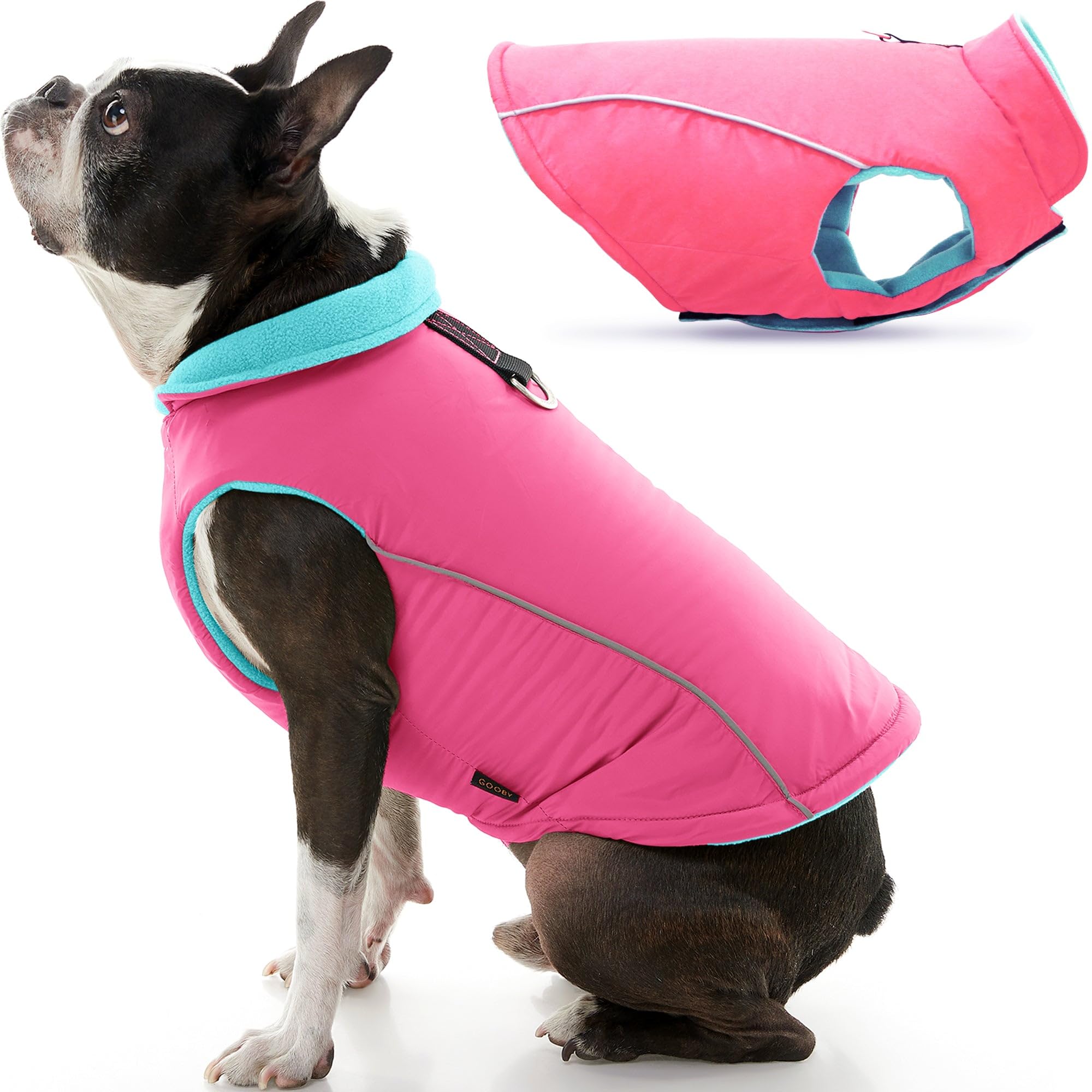 Gooby Cold Weather Fleece Lined Sports Dog Vest with Reflective Lining, X-Small, Pink โ image 1