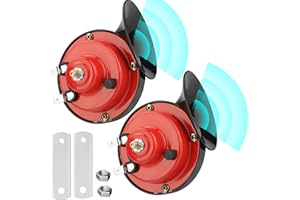 XXIMUIM Super Loud Train Horn,1Pair 12V Waterproof Electric Snail Horn Car Horn for Trucks, Train, Boat,Cars, Motorcycle, Bikes & Boats (Red)