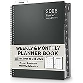 Dunwell 2026 Planner Book 8.5x11, Weekly Monthly Calendar, Jan to Dec, Large Daily Organizer with Laminated Tabs, Bookmark, Notes Section & Stickers