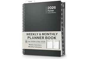 Dunwell Planner Book 2026, 8.5x11 Weekly Monthly Planner, Jan to Dec 2026, Large Calendar Book with Laminated Tabs, Bookmark, Free Stickers, Daily Calendar Planner Organizer