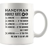 Panvola Handyman Hourly Rate Carpenter Gifts for Dad Grandpa Uncle Husband Carpentry Novelty Drinkware Ceramic Mug 11 oz White