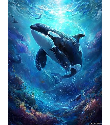 Amazon.com: Diamond Art Painting Killer Whale Orca Blue Ocean