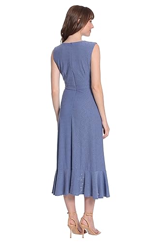 slim fit dress slacks London Times 3/4 Sleeve Seamed Side Tab Fit & Flare Midi Dress
