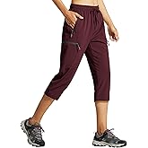 Libin Women's Capri Pants Lightweight Quick Dry Cargo Hiking Capris Travel Casual Cropped Pants Zipper Pockets