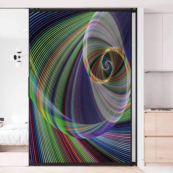 Window Film Non Adhesive Window Privacy Film, Fractal