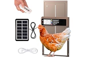NyPots Automatic Chicken Coop Door Solar Powered, LCD Display Automatic Chicken Door with Timer & Light Sensor, Aluminum Alloy Chicken Door with Remote Control & 4 Modes