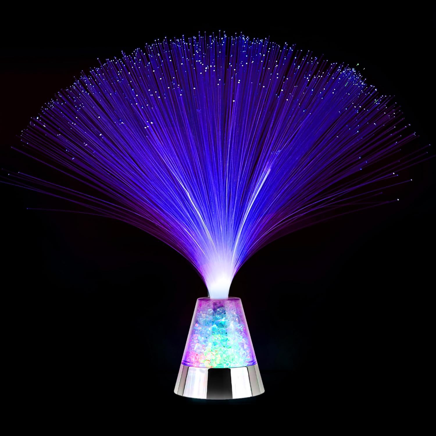 The Glowhouse Fibre Optic Ice Crystal Lamp Sensory Mood Light with Multi-Colour LEDs Decorative Table Lamp for Relaxation, Parties & Bedrooms (Colour Changing) - Batteries Included