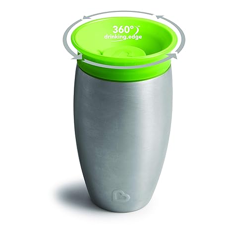 Munchkin Miracle Stainless Steel 360 Sippy Cup, Green, 10 Ounce