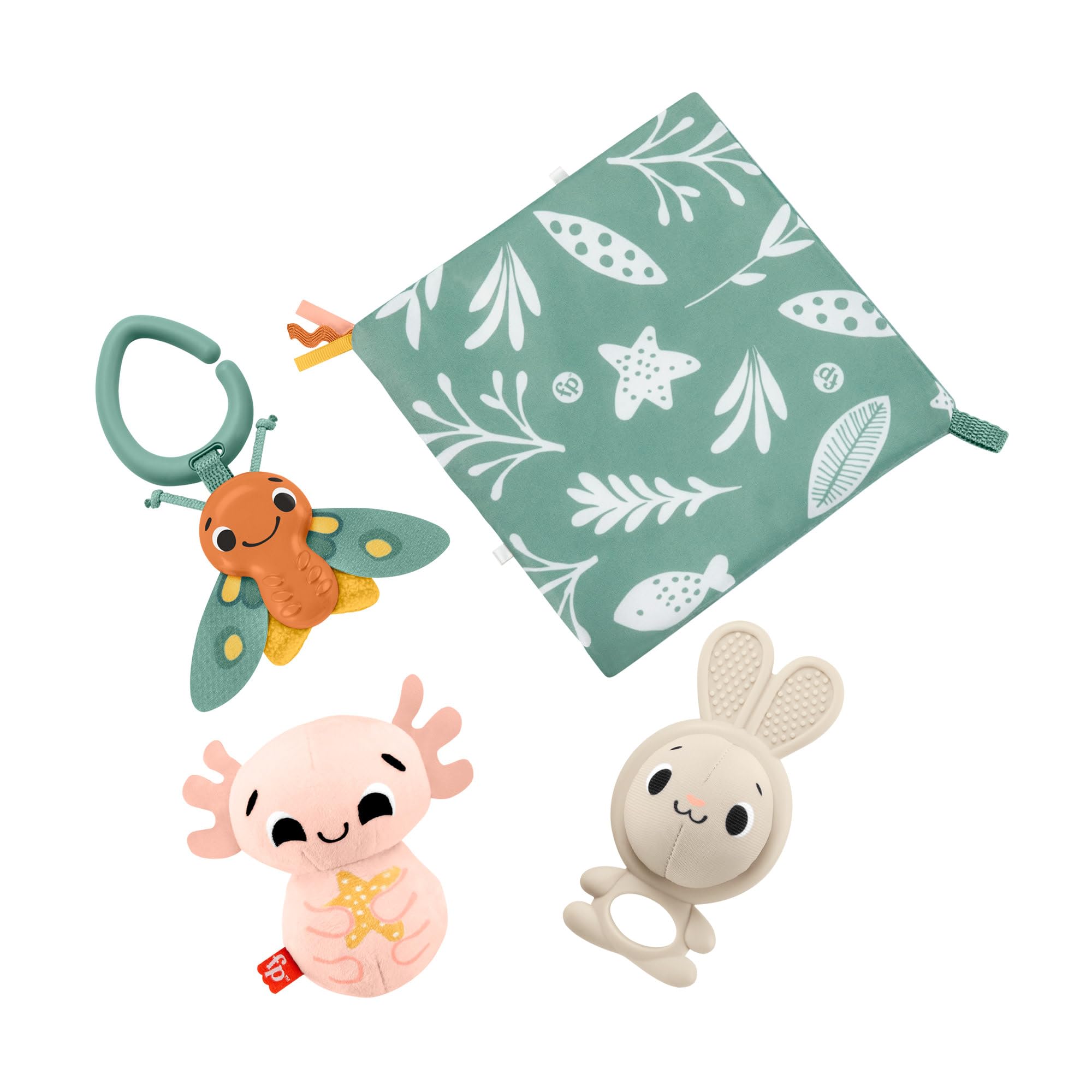 Fisher-Price Baby Sensory Toys So Many Senses Gift Set with Fine Motor Activities for Newborns, 4 Pieces, HRB17