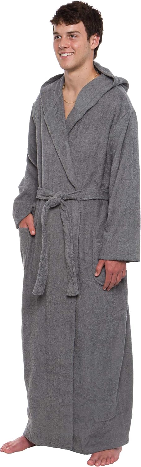 Ross Michaels Men's Big & Tall Cotton Terry Hooded Robe - Lightweight Luxury Long Bathrobe w/Hood at  Men’s Clothing store