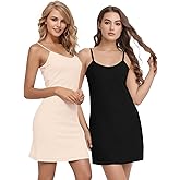 Buauty 2 Packs Slip Dress, Spaghetti Strap Dresses for Women, Cami Halter Neck Tank Plus Size Slips No Static