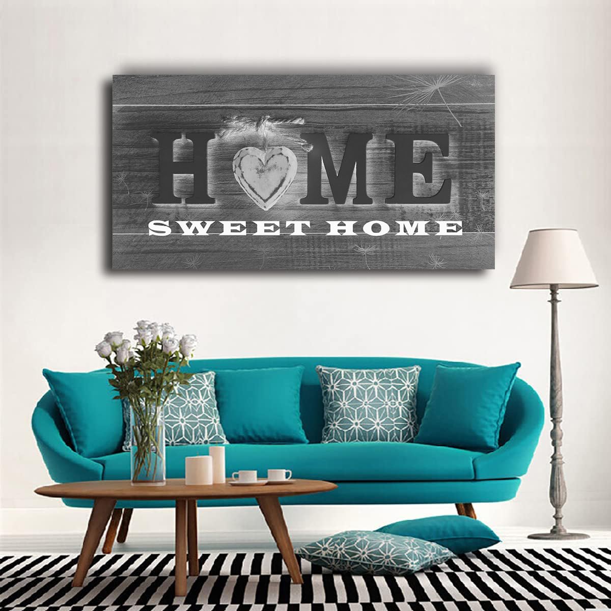 Home Sweet Home Wall Art Large Canvas Wall Art for Living Room Decoration Wooden Board Design Canvas Prints Modern Rustic Artwork Pictures Wall
