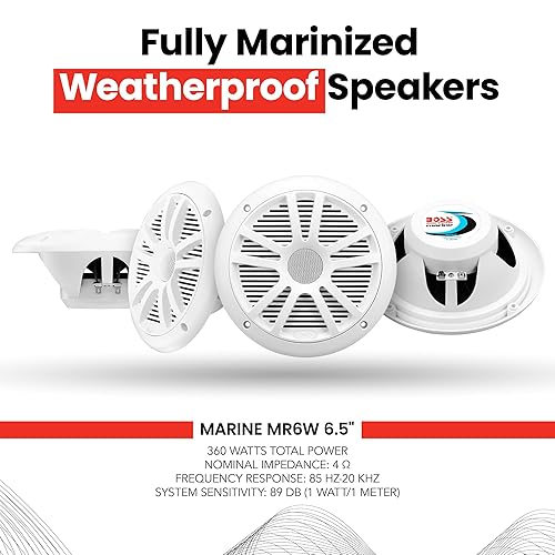 4) New Boss Audio MR6W 180W Dual Cone Marine/Boat Speakers