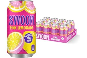 Swoon Pink Lemonade - Low Carb, Paleo-Friendly, Gluten-Free Keto Drink - Sugar Free Strawberry Lemonade Made with 100% Lemon Juice Concentrate & Sweetened by Monk Fruit, 12 Fl oz (Pack of 12)