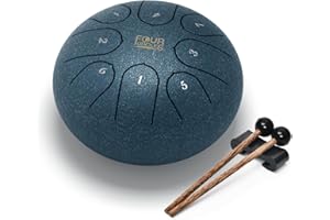 FOUR UNCLES Rain Drum for Outside, Steel Tongue Drum -6 Inch 8 Notes - Hand Pan Drums with Travel Bag,Music Book & Mallets, Musical Instruments Gifts for Family and Friends