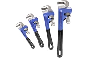 JOIKIT 4 Pack Pipe Wrench Set 8, 10, 14, 18 Inches Adjustable Plumbing Wrench Set Heat Treated Cast Iron Straight Pipe Wrench