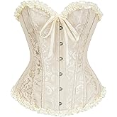 ADELCE Women's Lace Up Corset Boned Floral Overbust Lingerie Bustier Bodyshaper Top S-6XL