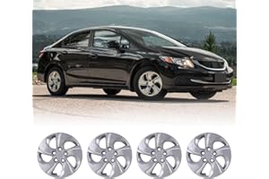 Hawkley 15 Inch Hubcaps Set of 4 Silver Lacquer Wheel Rims Cover for Honda Civic 2013-2015, PP Material Wheel Tire Covers Bolt On Installation Automotive Accessories (4-Packs,Black Lacquer)