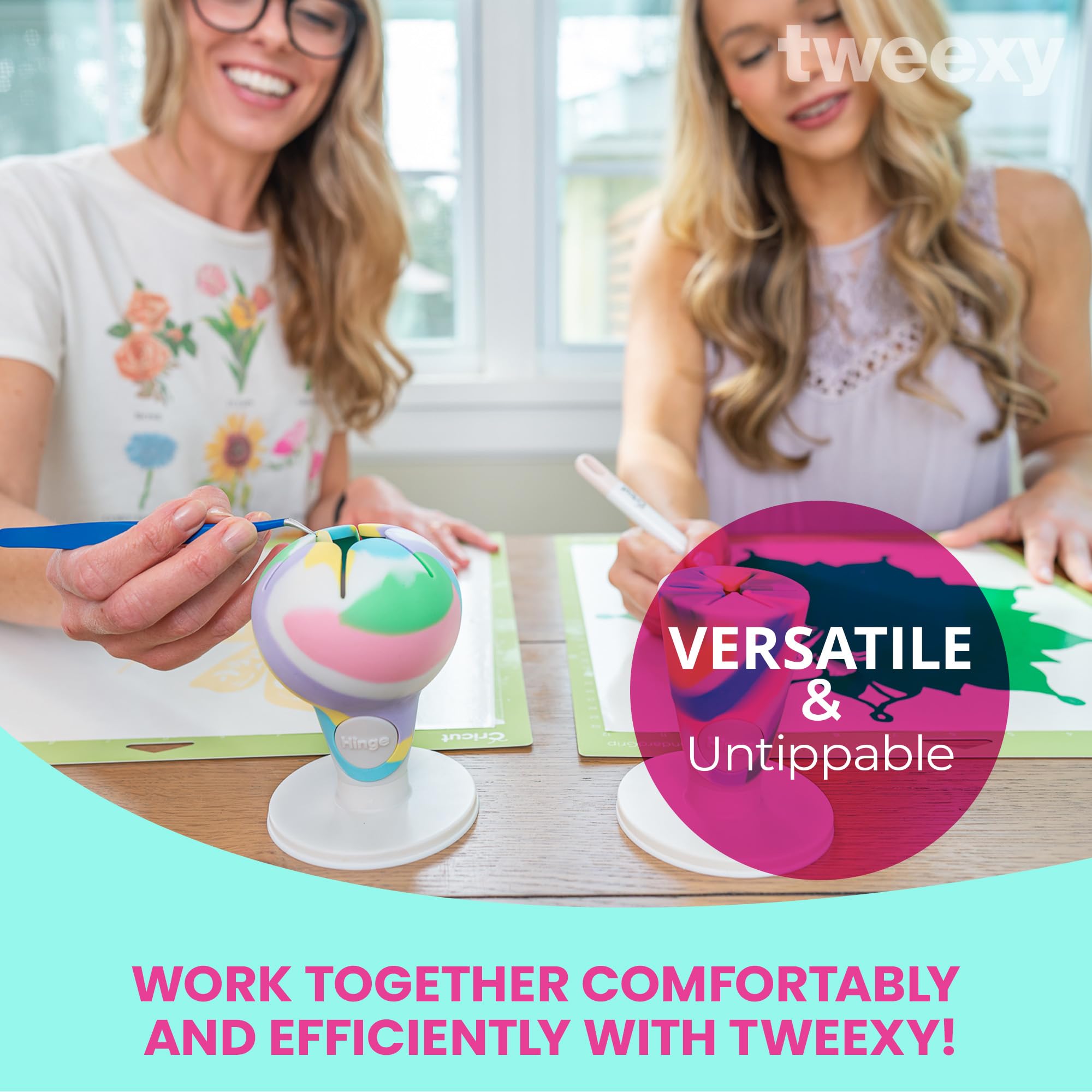 Tweexy Hinge Untippable Vinyl Weeding Scrap Collector | IntelliStick Anti-Spill Airlock Suction | HTV Crafting Adhesive Paper Sheet Holder | Tools for Vinyl (Large, Unicorn)