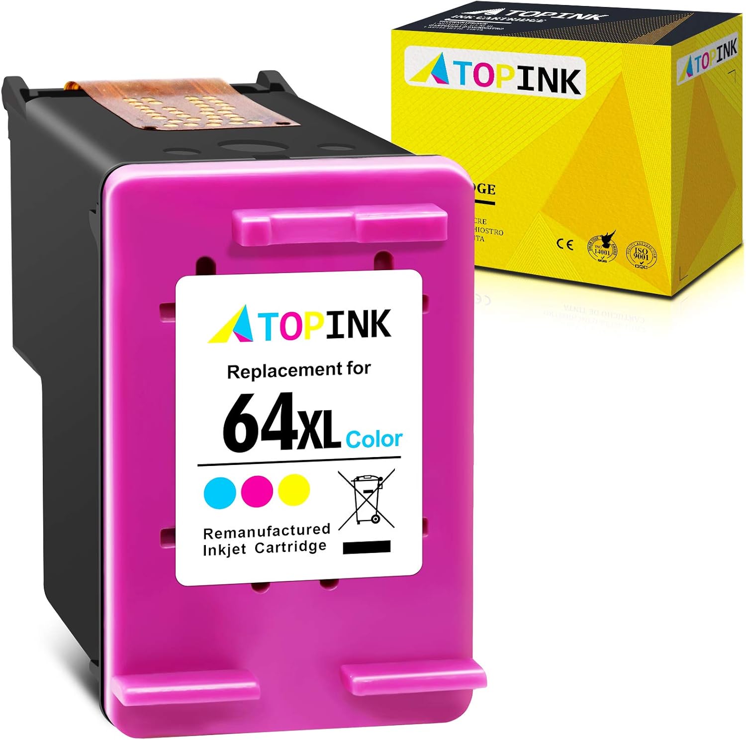 ATOPINK Remanufactured Ink Cartridge Replacement for HP 64XL 64 XL Fit in Envy Photo 7800 7158 7855 6222 7164 6255 6252 7858 7120 7130 6220 6230 6232 6234 Tango X Smart All-in-One (Tri-Color, 1-Pack)