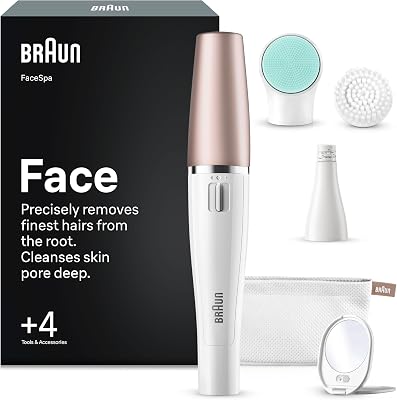 FaceSpa Epilatore Viso Donna con Spazzola di Pulizia, 851V Bianco