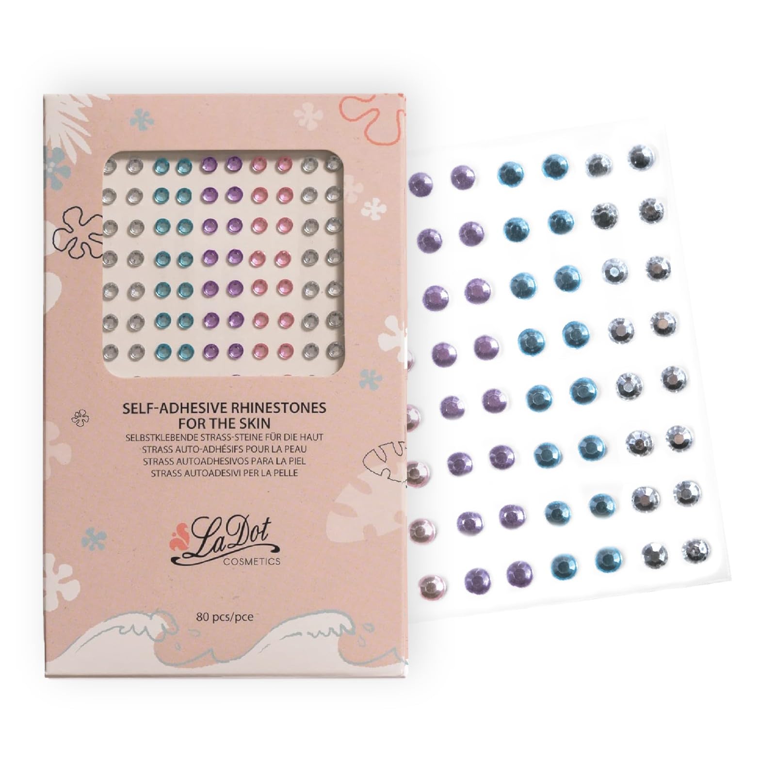 LaDot Body Strass Sticker Self Adhesive, Pastel Color