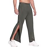 Deyeek Mens Tear Away Basketball Pants 2 Side Zippers Snap Off Full Open Down Sweatpants Leg Post Surgery Pant with Pockets