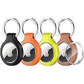 UNBREAKcable 360° Protective Holder for AirTag, [4-Pack] AirTags Keyring [Full Cover] [Scratch-Resistant] [Pefect Fit] [304 Stainless Steel] Keychain for AirTag TPU Case for Key, Luggage, Pet Collar