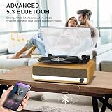 Udreamer Record Player with Speaker Bluetooth Turntable 3 Speed Belt-Driven view 3
