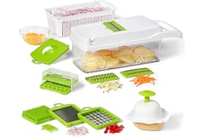 Starfrit Veggie Chopper Dicer Grater Slicer – 15-PC - 7 Interchangeable Blades - 9 Functions - Onion Chopper, Potato Slicer, 