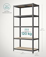 SONGMICS 5-Tier Heavy-Duty Shelving Units Set of 2 50x100x200 cm Misty Grey view 7