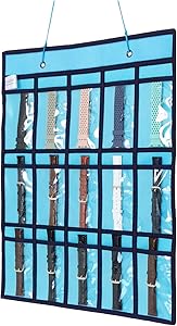 ANIZER Hanging Watch Band Storage Organizer Watch Display Storage Roll Holder for Watch Band Straps Accessories with 15 Clear Pockets (15 Pockets-Blue)