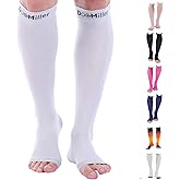 Doc Miller, Open Toe Compression Socks, 8-15 mmHg, Toeless, Support Circulation, Shin Splints, Calf Recovery, Varicose Veins, Knee High, Medical Grade, Gray Socks, Medium Size for Men & Women, Pair