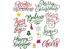 CHENGU 21 Pieces Christmas Die Cuts Words Cutting Dies Christmas Snowflake Tree Bell Snowman Gingerbread Cut Stencils for Xmas Scrapbooking Card Album Craft Making Supplies