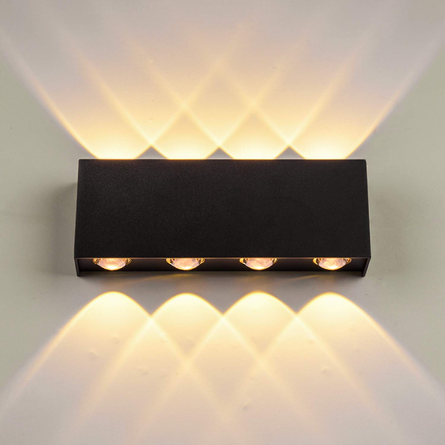 Lightess 16W Wandleuchte Innen Aussen LED Modern Wandlampe Schwarz Up