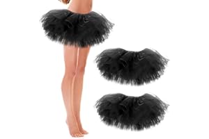 ILHSTY 3 Pack Women Teens Adult Tutu Skirt, 5 Layers Puffy Classic Tulle Tutus Skirts for Women Ballet Run Party Halloween Costume