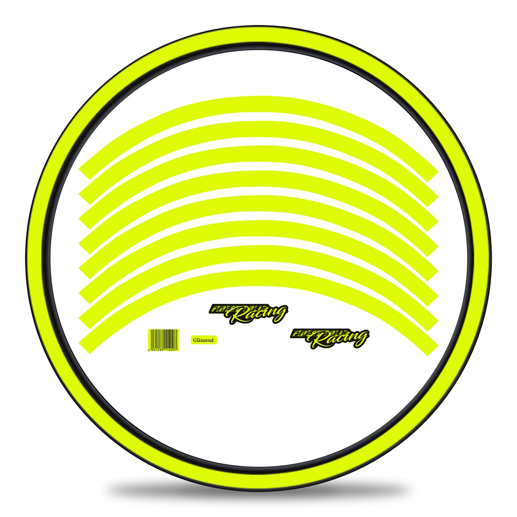 Finest Folia Set of 16 Wheel Rim Stickers for Bicycle Rims in Classic Design Complete Set for 27 Inch / 29 Inch Ebike Road Bike Mountain Bike MTB Balance Bike (Neon Yellow, Shine)
